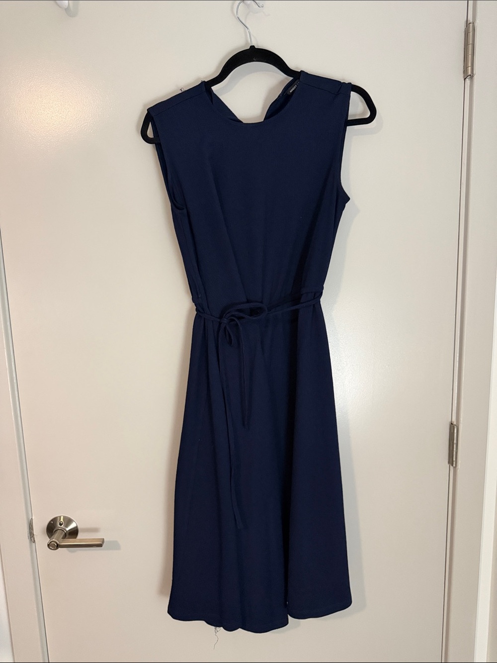 Maggy London Deep Navy Sleeveless Tie-Waist Midi Dress